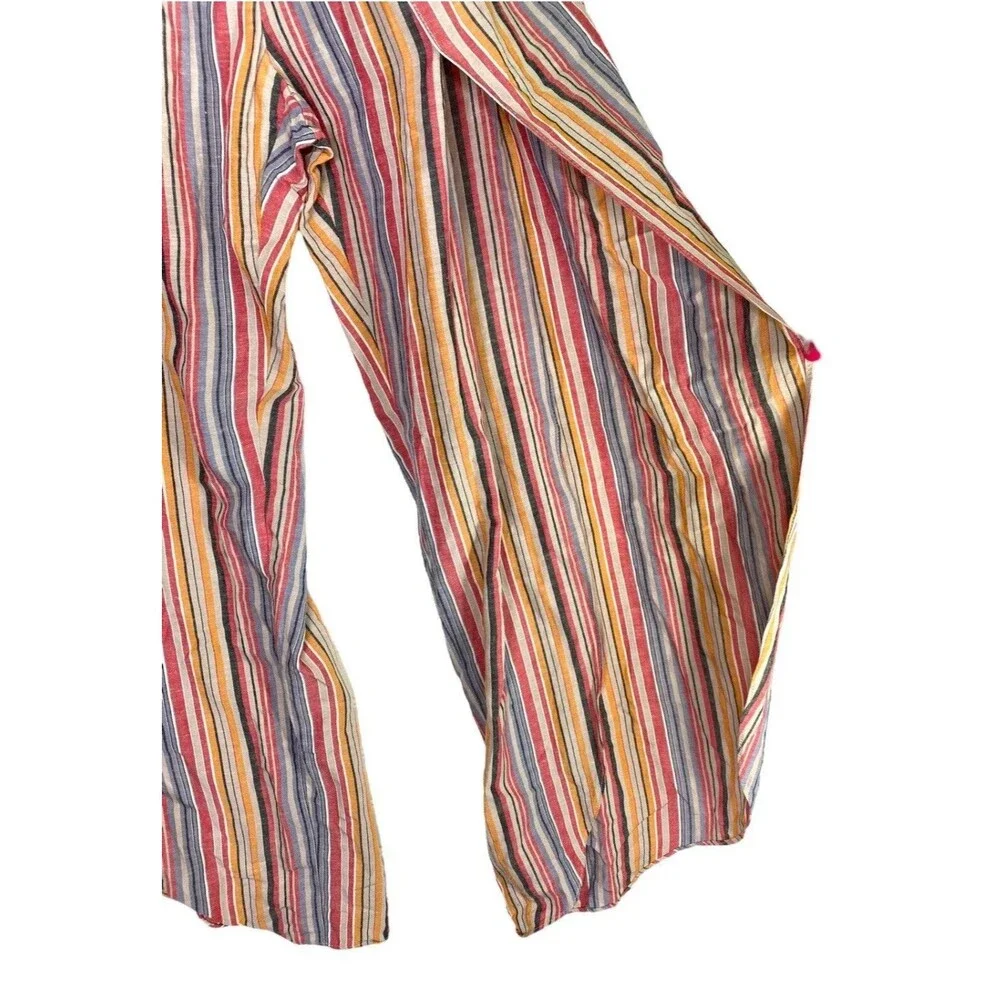 Drew Anthropologie Jumpsuit Womens Medium Pink Linen Striped Strapless Emerson - Picture 3 of 10